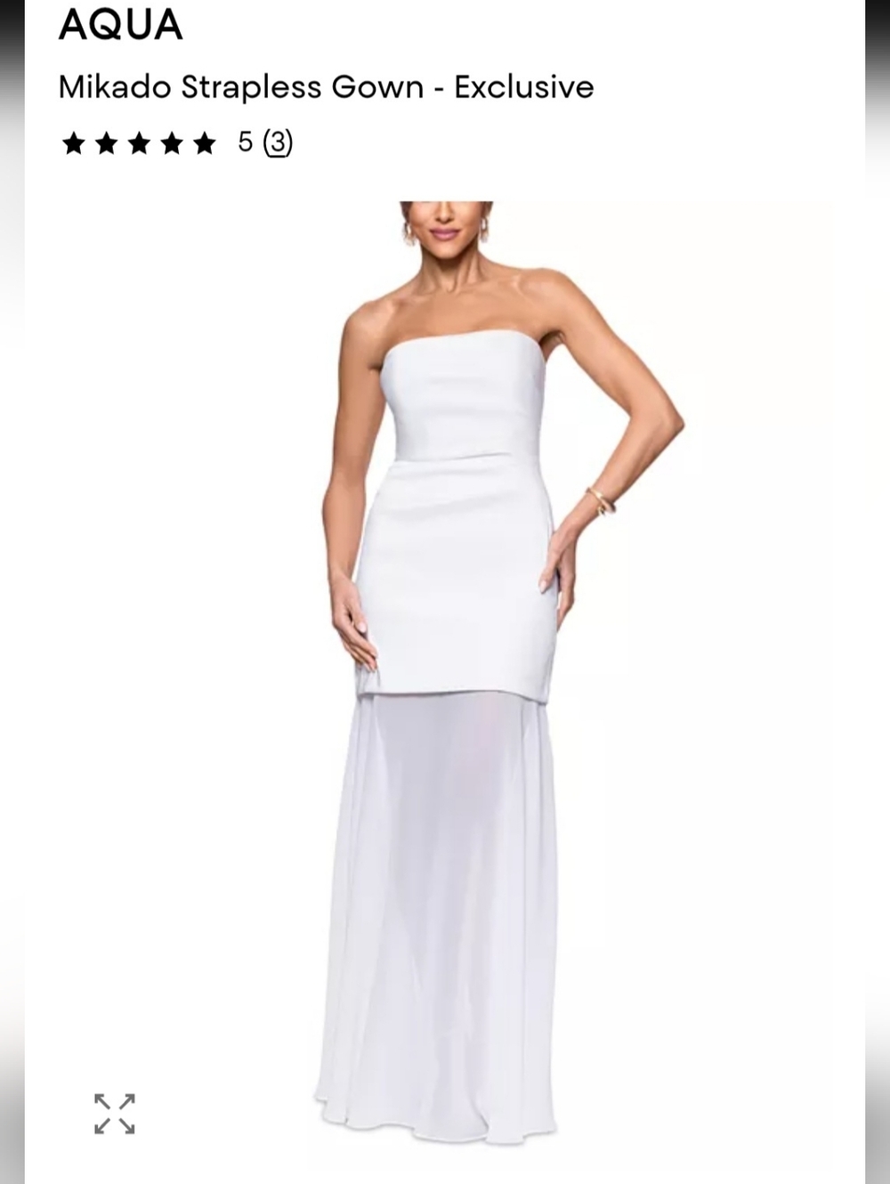 Bloomingdale's Aqua Mikado Strapless White Gown